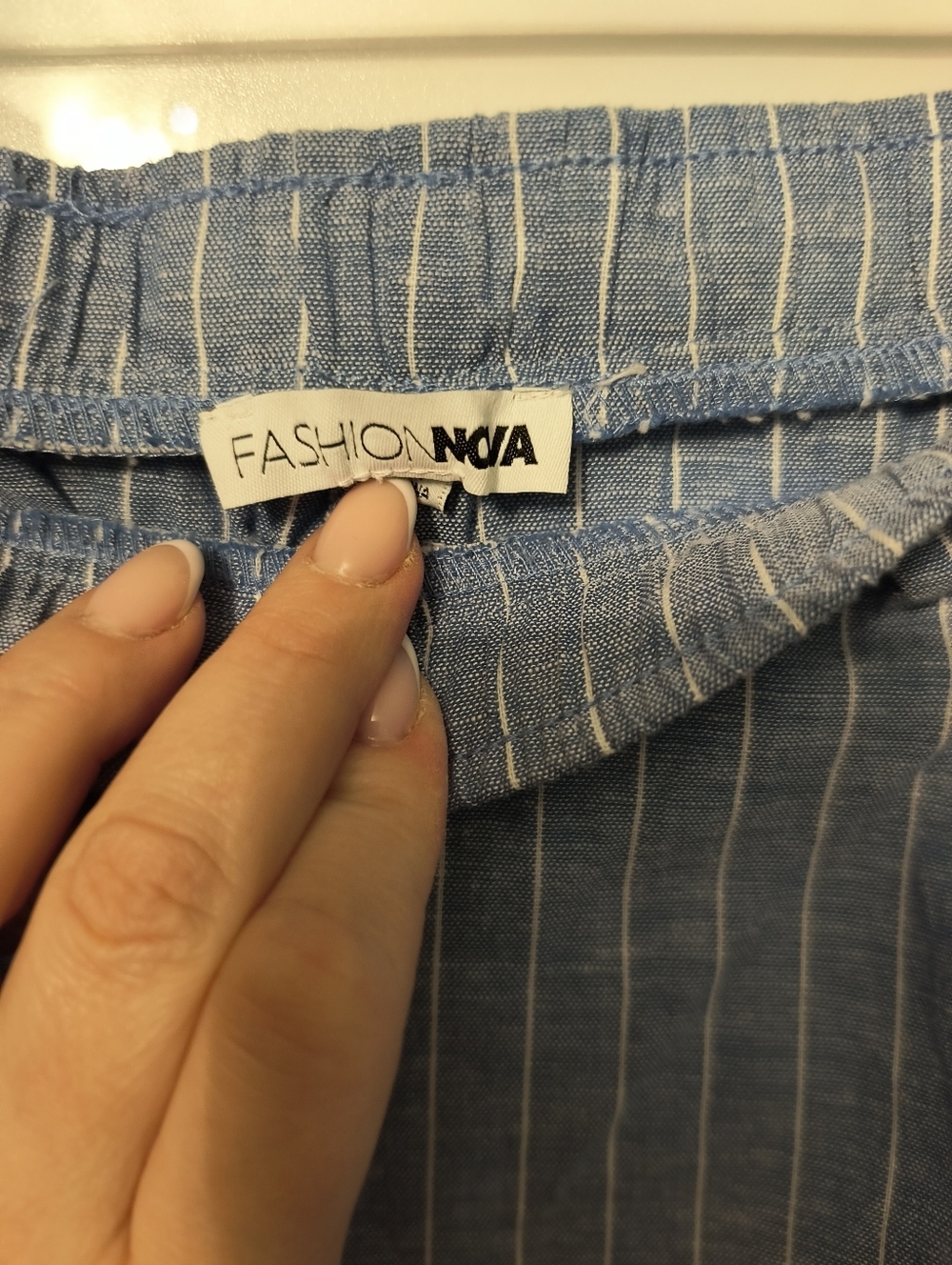 Fashion Nova Linen Blend Blue Jacket Short Summer Suit Sz XL - Picture 10 of 11